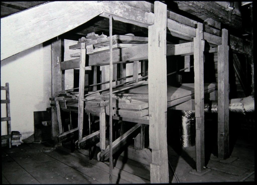 The bellows in the attic of Home Moravian Church
