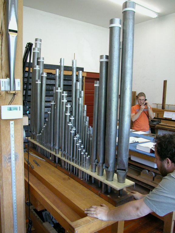 The original pipes in the new racks on the original toeboards